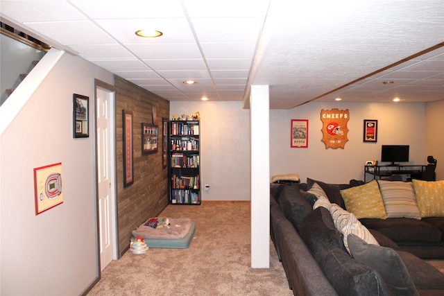 3004 Green Cir, Butte, MT 59701 - living area with carpet flooring, recessed lighting, and stairs