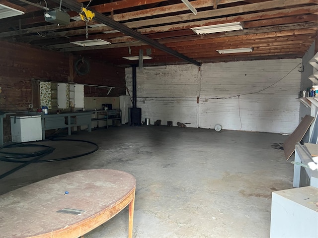 garage with a garage door opener