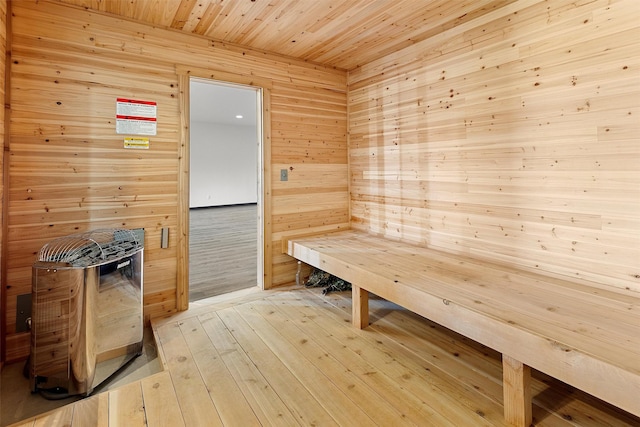 view of sauna featuring wood-type flooring