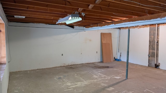 view of unfinished basement