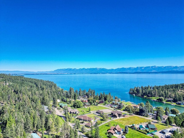 aerial view with a water and mountain view