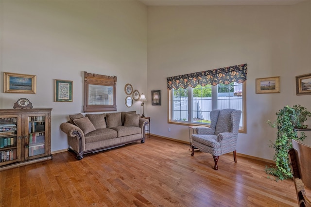 845 S California St, Helena, MT 59601 - living room featuring wood finished floors and a towering ceiling