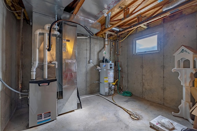 below grade area featuring water heater