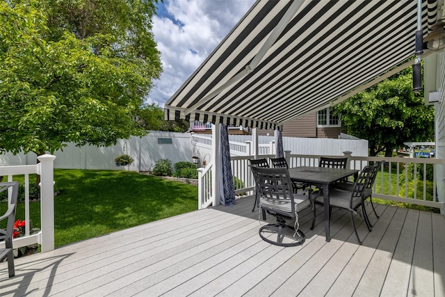 845 S California St, Helena, MT 59601 - wooden terrace featuring outdoor dining space and a fenced backyard
