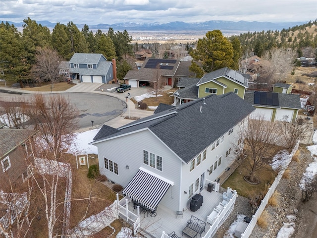 bird's eye view with a residential view and a mountain view