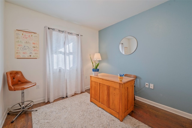 office with baseboards and wood finished floors