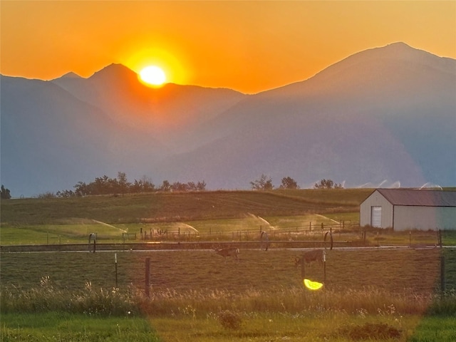 mountain view with a rural view