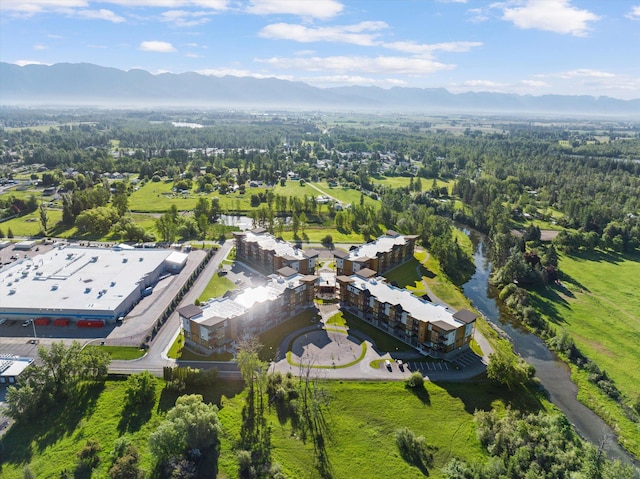 drone / aerial view with a mountain view