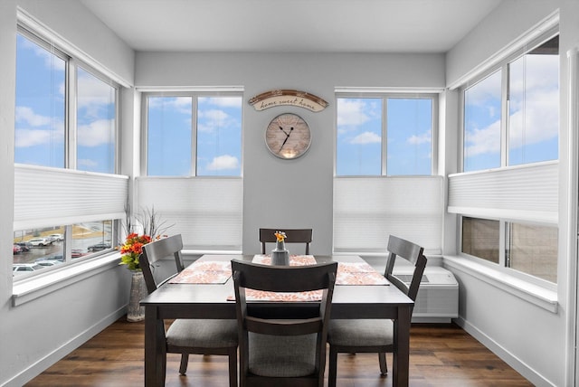 dining room with wood finished floors and baseboards