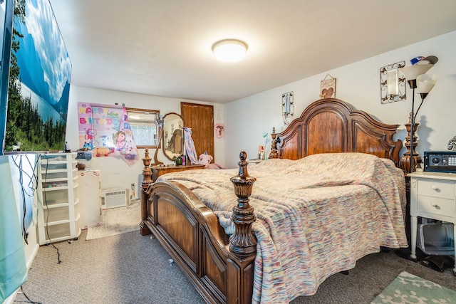 carpeted bedroom with a wall mounted AC