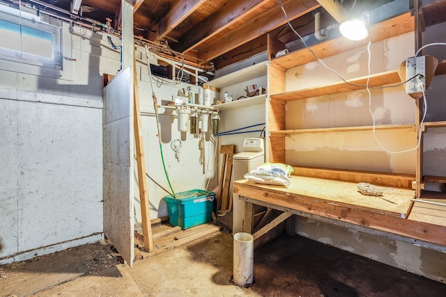 view of unfinished basement