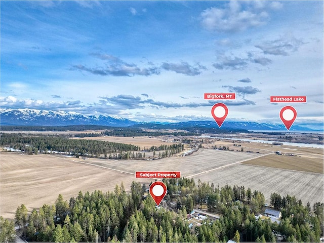 birds eye view of property featuring a mountain view