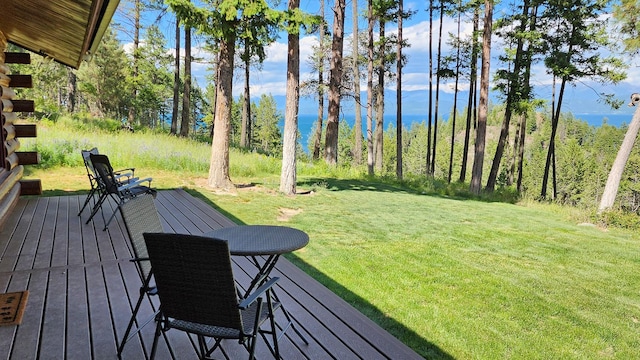 view of yard with a wooden deck