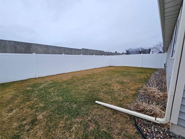 view of yard with a fenced backyard