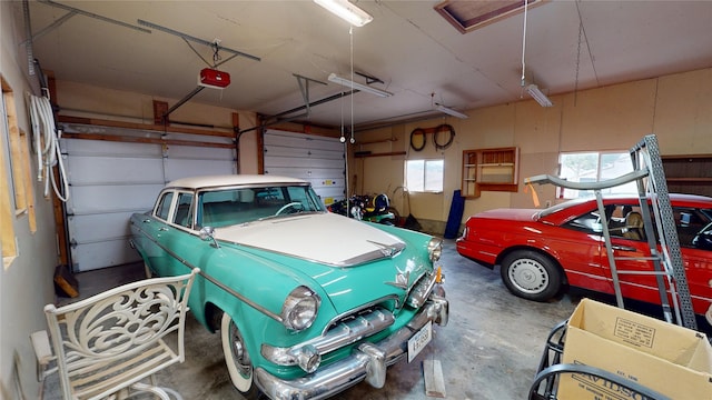 garage with a garage door opener