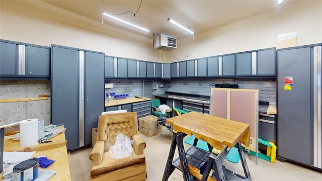 kitchen with blue cabinetry