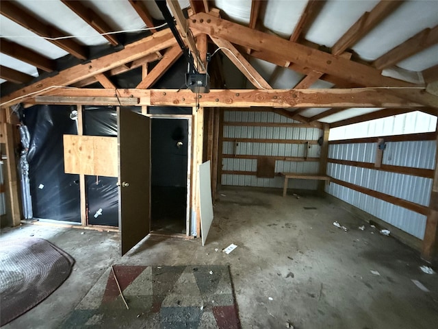 misc room featuring lofted ceiling