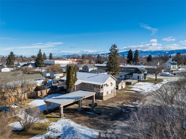 bird's eye view featuring a mountain view and a residential view