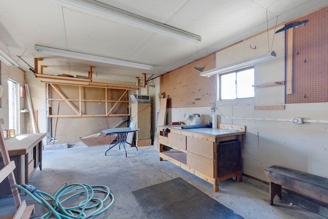 basement featuring a workshop area