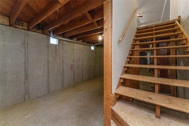 basement featuring stairway