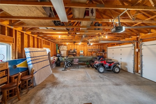 garage with a garage door opener