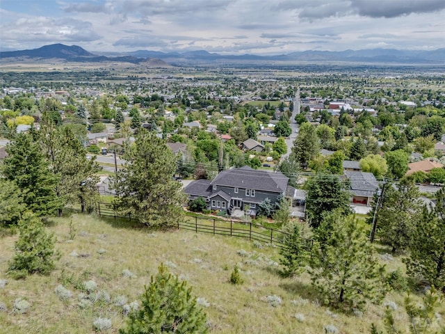 drone / aerial view with a mountain view