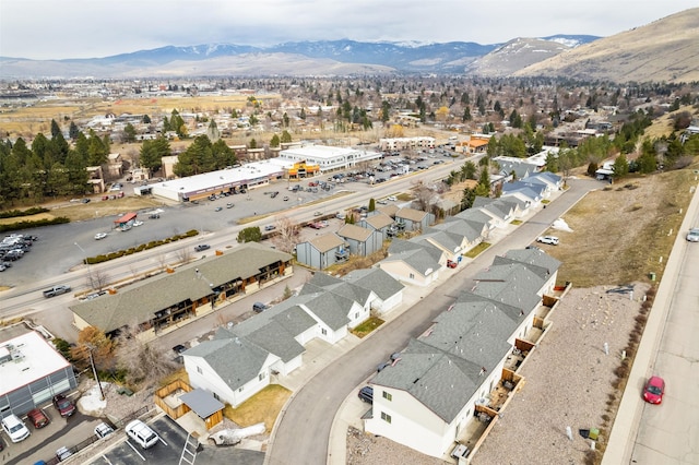 bird's eye view featuring a mountain view and a residential view