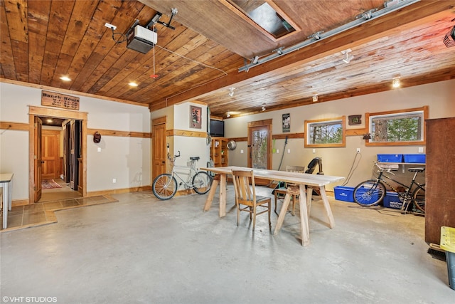 588 Ranch Rd, Bigfork, MT 59911 - dining space with concrete floors and wood ceiling