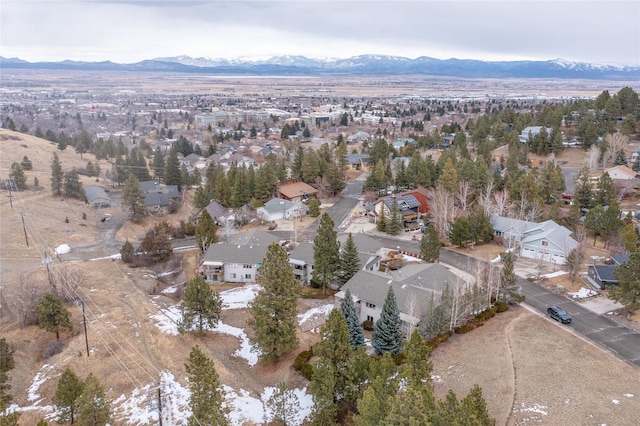 bird's eye view featuring a mountain view and a residential view