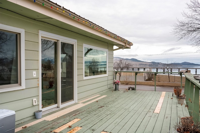 deck with a mountain view