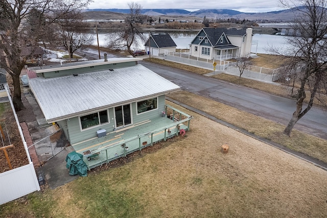 drone / aerial view with a mountain view