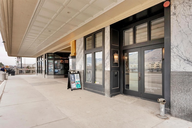 property entrance with french doors