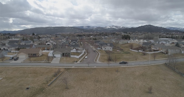 birds eye view of property featuring a residential view and a mountain view