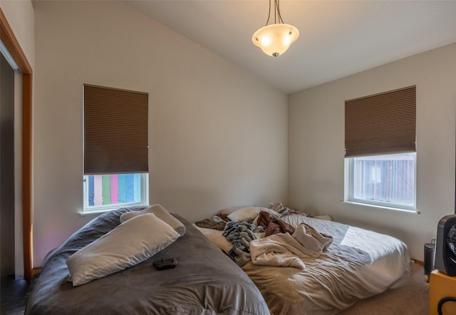 bedroom with vaulted ceiling