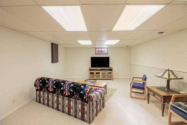 3790 Continental Dr, Butte, MT 59701 - carpeted living area featuring wainscoting and a drop ceiling