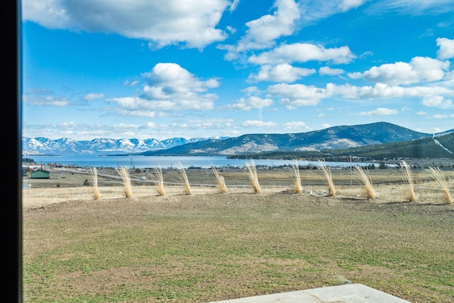 mountain view with a water view