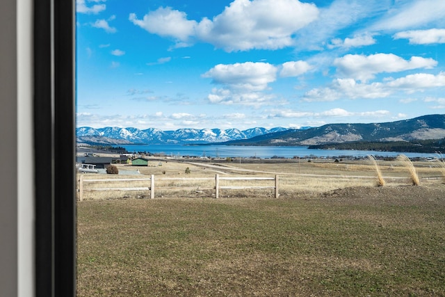 view of mountain feature featuring a water view