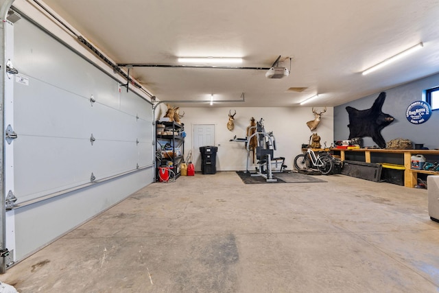 garage with a garage door opener