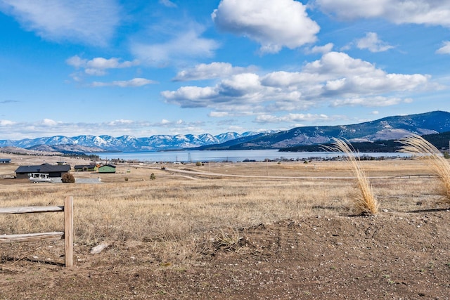 view of mountain feature featuring a water view