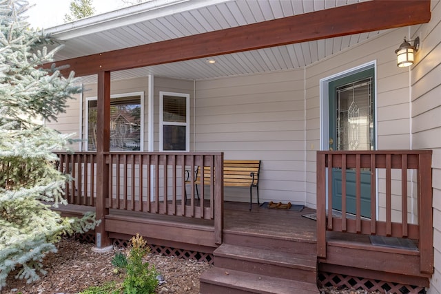 deck with a porch