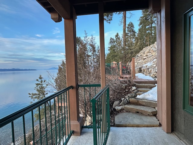 balcony with a water view