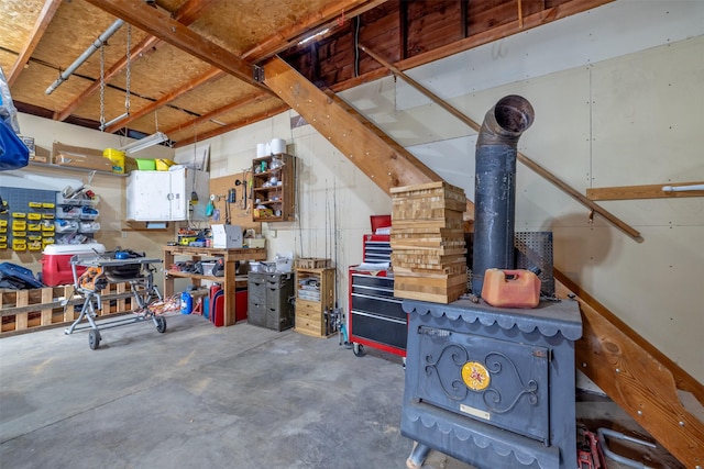 interior space with a workshop area