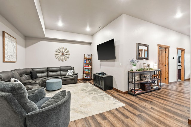 378 Skookum Rd, Lakeside, MT 59922 - living room with wood finished floors, baseboards, and recessed lighting