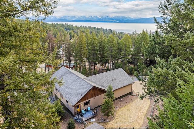 378 Skookum Rd, Lakeside, MT 59922 - view from above of property with a nearby body of water and a forest