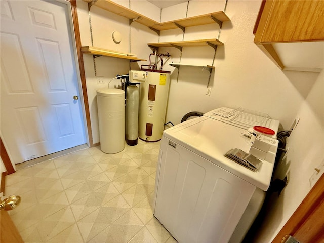 54650 Herak Rd, Charlo, MT 59824 - laundry area featuring water heater, light floors, laundry area, and hookup for a washing machine