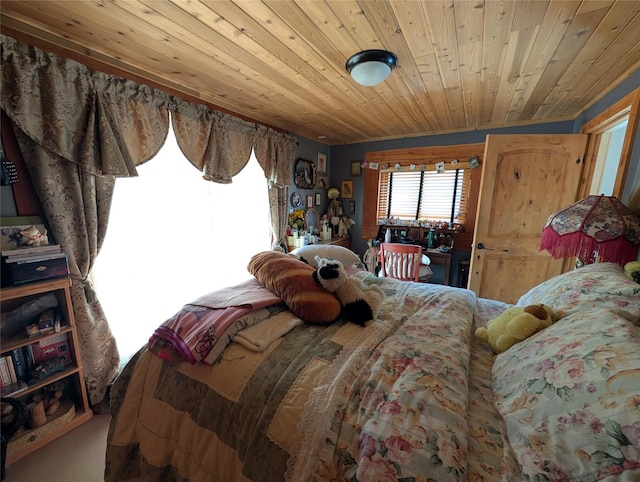 bedroom featuring wooden ceiling