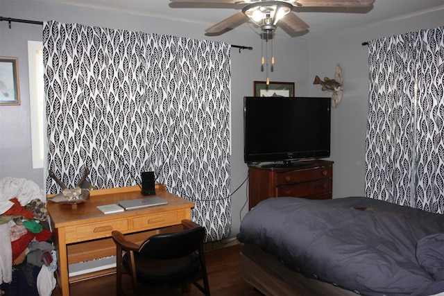 1626 W Central Ave, Missoula, MT 59801 - bedroom featuring wood finished floors, an office area, and ceiling fan