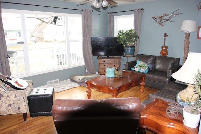 1626 W Central Ave, Missoula, MT 59801 - living room with wood finished floors and ceiling fan