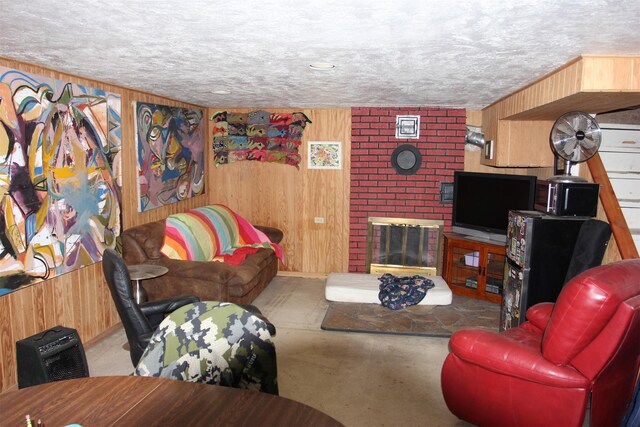 1626 W Central Ave, Missoula, MT 59801 - living area with wooden walls and a textured ceiling
