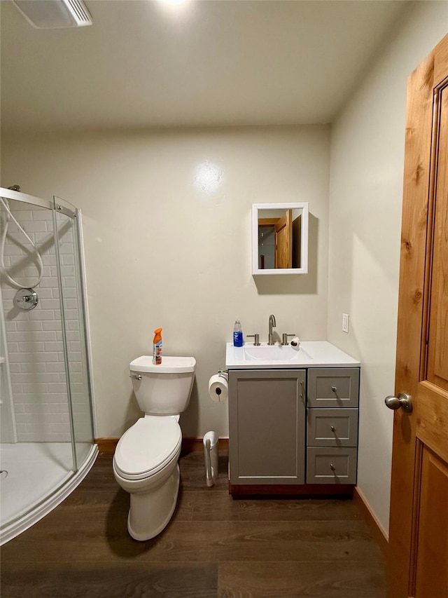 421 Cherry Creek Rd, Thompson Falls, MT 59873 - bathroom featuring vanity, wood finished floors, and a stall shower